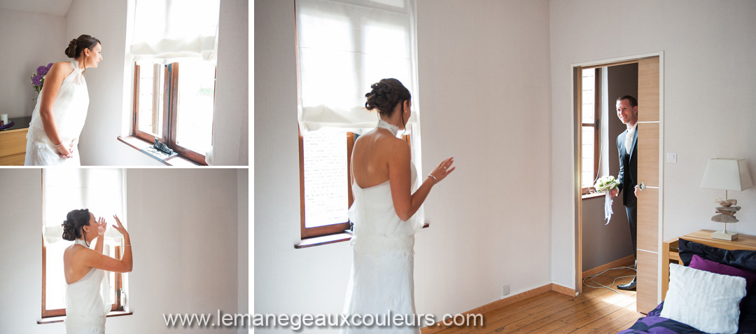 reportage photographique de mariage à Lille - l'attente du marié et la découverte de l'autre - moment de stress mais plein d'émotions et de bonheur