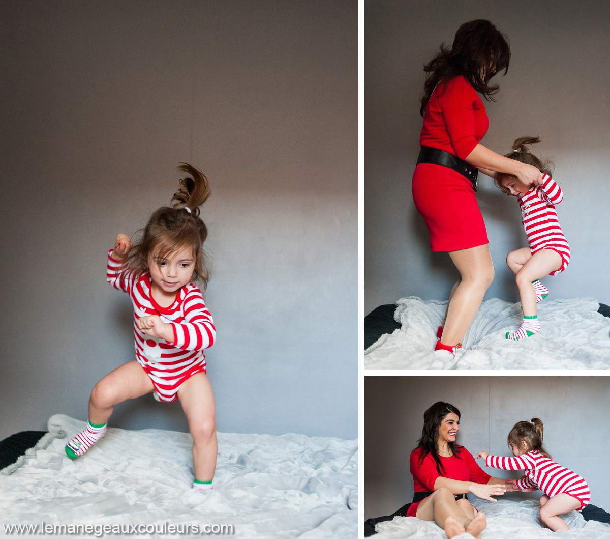 photographe famille nord les jeux avec maman sauter dans le lit c'est le meilleur moment de la journée