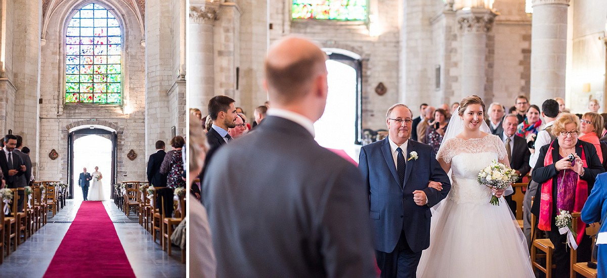 l'arrivée de la mariée à l'église photographe mariage nord