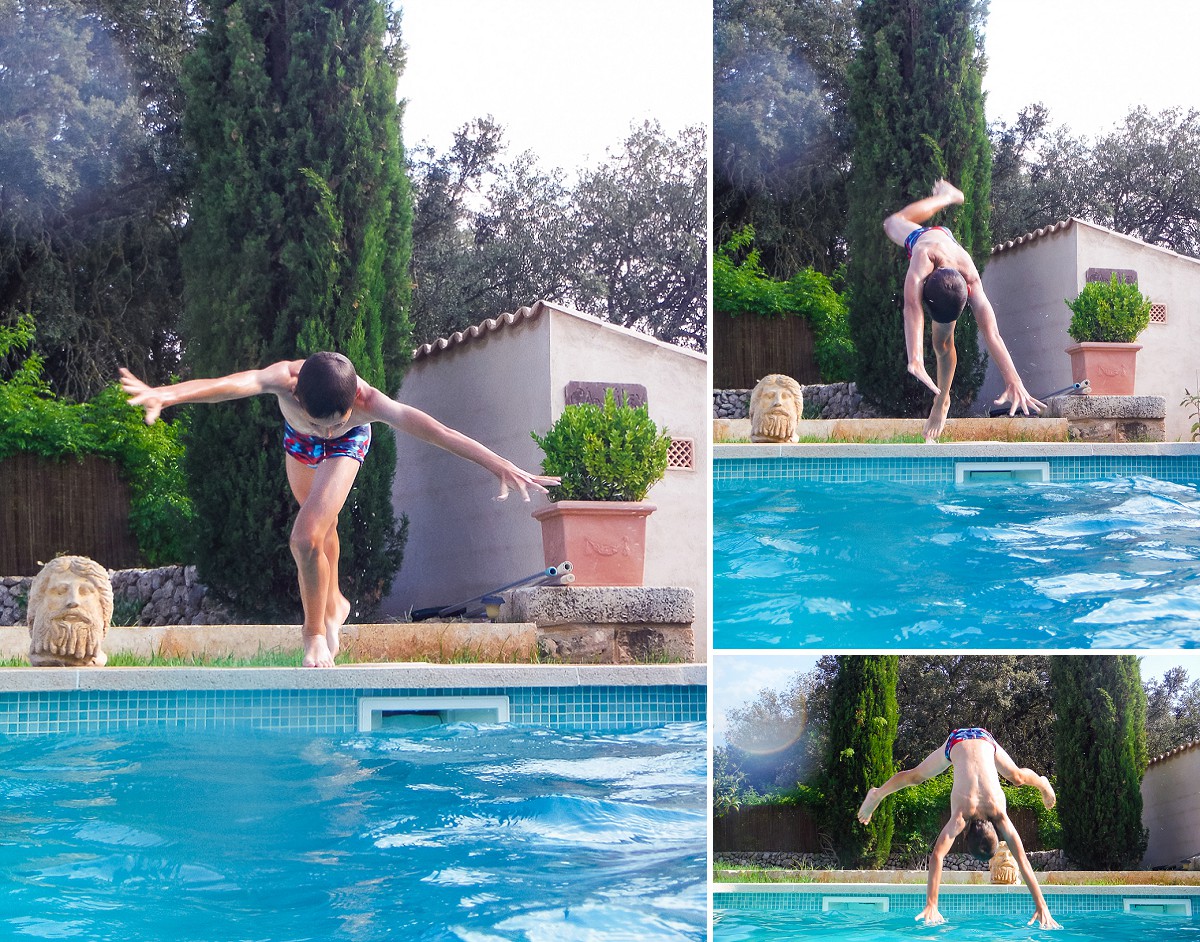 séance photo famille dans la piscine