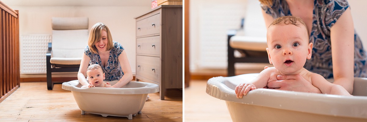 Reportage photo de vie quotidienne photographe bébé dans le bain Lille