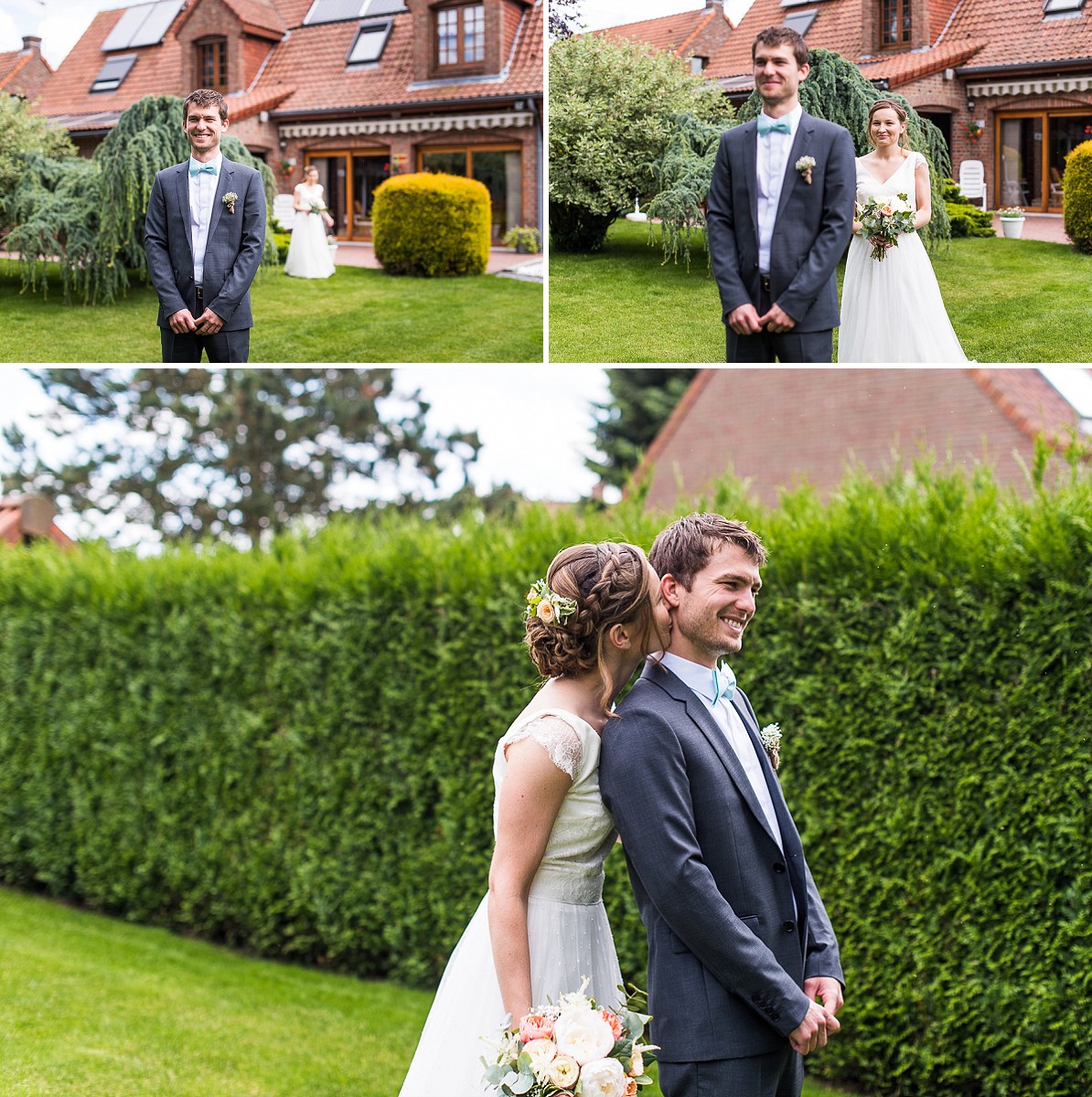 premier regard des mariés des photos de couple naturelles et non trichées pleines d'émotions photographe mariage lille