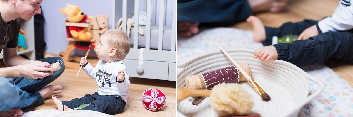 Photographe bébé Lille jeux montessori panier des sensations