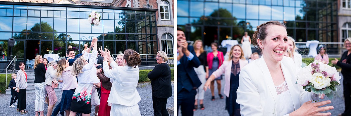 lancer de bouquet photographe mariage au Château de Bourgogne