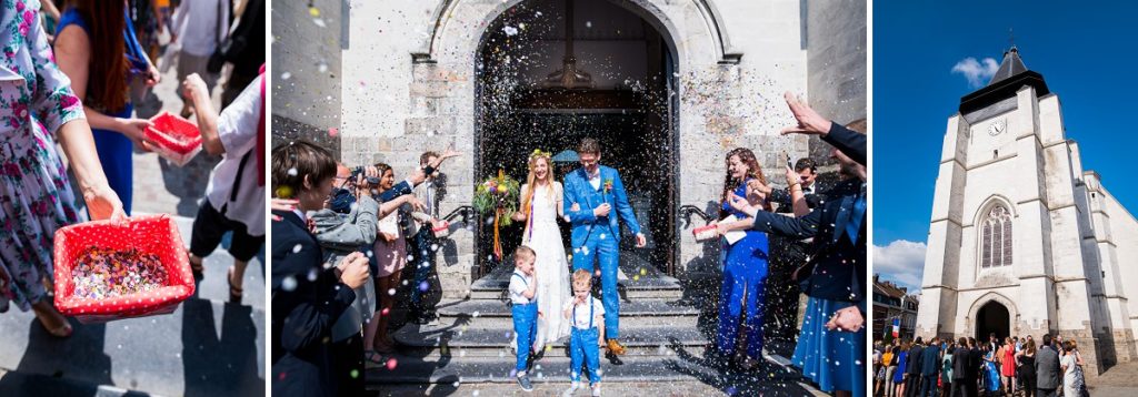 sortie de l'église de marcq en baroeul mariage